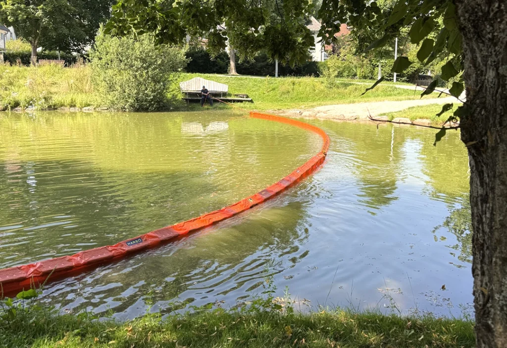 Harbo Boom in river protecting shorelines